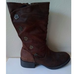 Blowfish Keeda Calf Boots Brown Buttons 